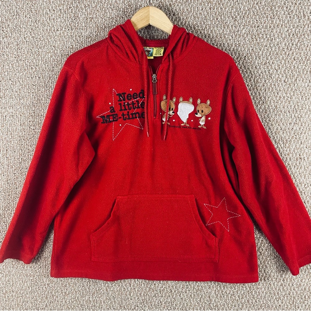 Jim Benton x Jerry Leigh Hoodie Women's XL Bear Need ME-time 1/4 Zip Y2K T114